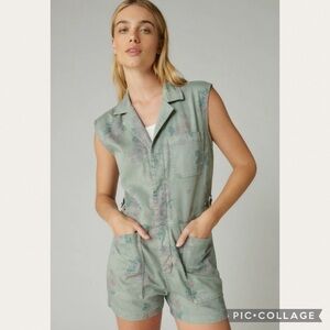 Lucky Brand x Laura Ashley Printed Coverall Short in Spring Green